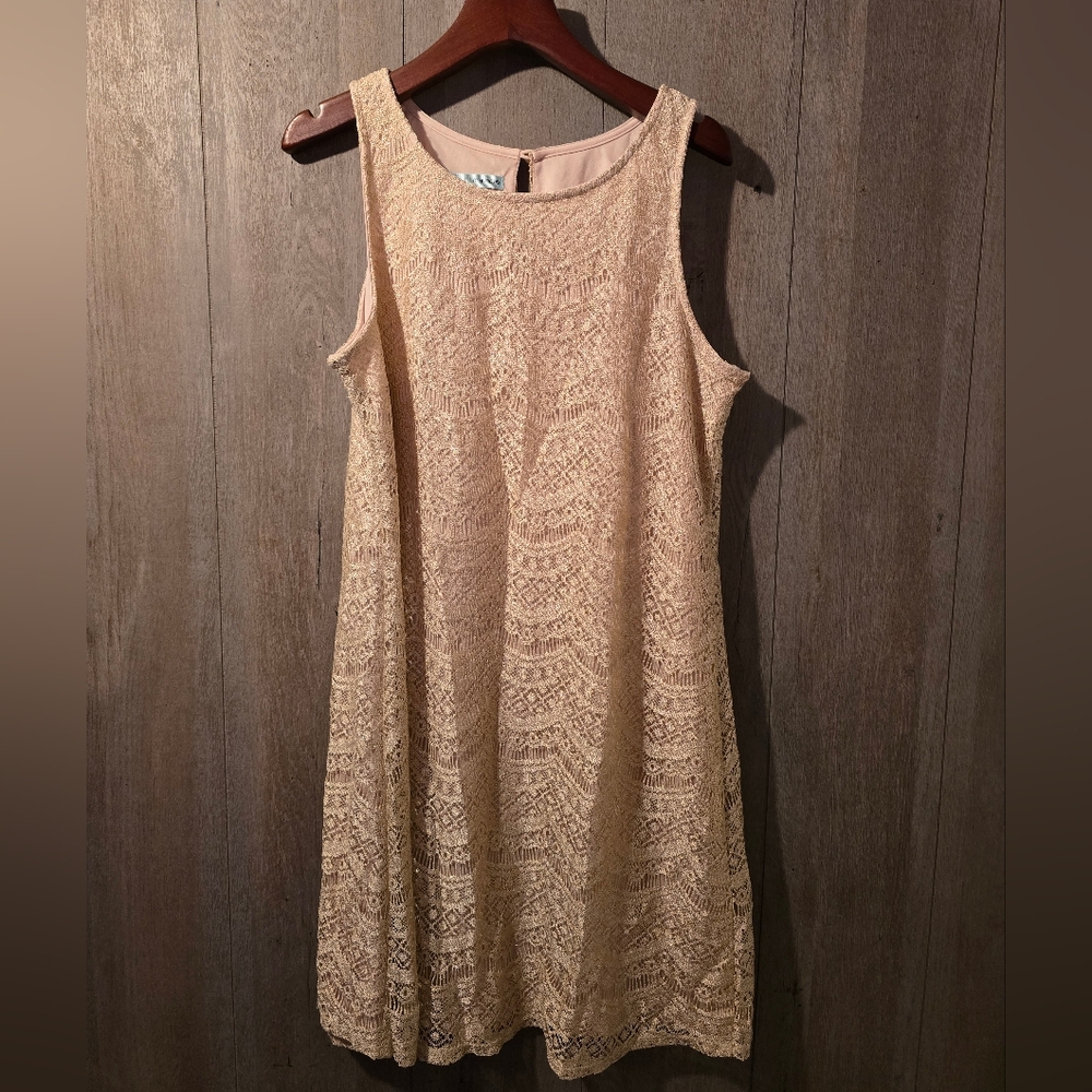 Maurice's Cream Tan Lace Pattern Dress Photo Shoot Birthday Date Night